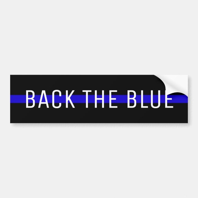 BACK THE BLUE SUPPORT POLICE BUMPER STICKER (Front)