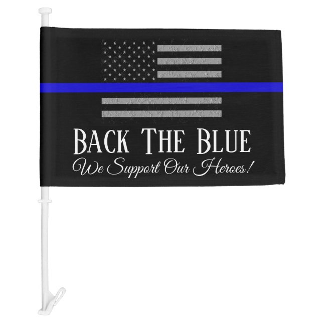 BACK THE BLUE SUPPORT POLICE  CAR FLAG (Front)