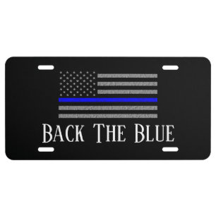 BACK THE BLUE THIN BLUE LINE FLAG LICENSE PLATE