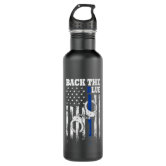 Personalized Thin Blue Line Police Water Bottle, Holiday Gifts for