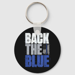 Back The Blue Thin Blue Line Flag Patriotic Police Keychain