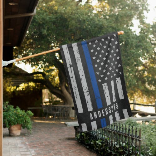 Back The Blue Thin Blue Line Police House Flag