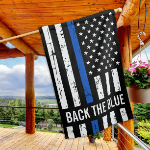 Back The Blue Thin Blue Line Police Officer House Flag