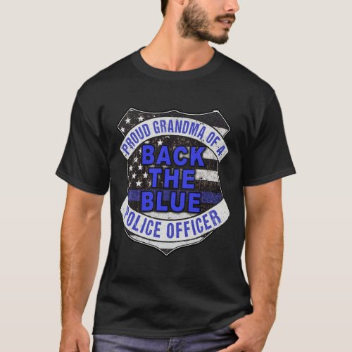 Back the Blue Thin Blue Line Proud Grandma Police  T_Shirt