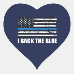 Back the Blue Thin blue line USA Flag MAGA HEART Heart Sticker
