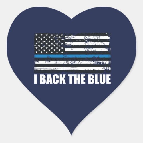 Back the Blue Thin blue line USA Flag MAGA HEART Heart Sticker