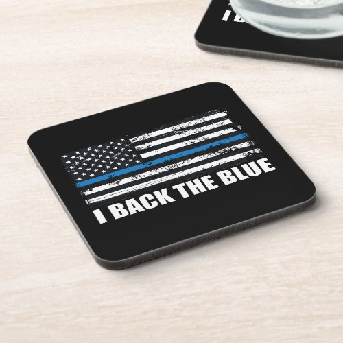 Back the Blue Thin blue line USA Flag MAGA WWG1WA Beverage Coaster