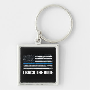 Back the Blue Thin blue line USA Flag MAGA WWG1WA Keychain