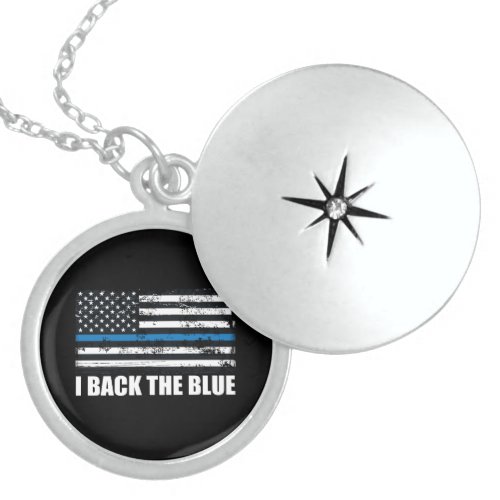 Back the Blue Thin blue line USA Flag MAGA WWG1WA Locket Necklace
