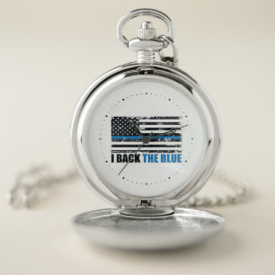 Back the Blue Thin blue line USA Flag MAGA WWG1WA Pocket Watch