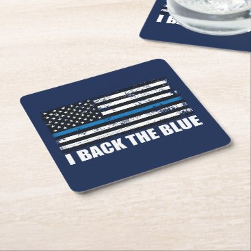 Back the Blue Thin blue line USA Flag MAGA WWG1WA Square Paper Coaster Back the Blue Thin blue line USA Flag MAGA WWG1WA Square Paper Coaster