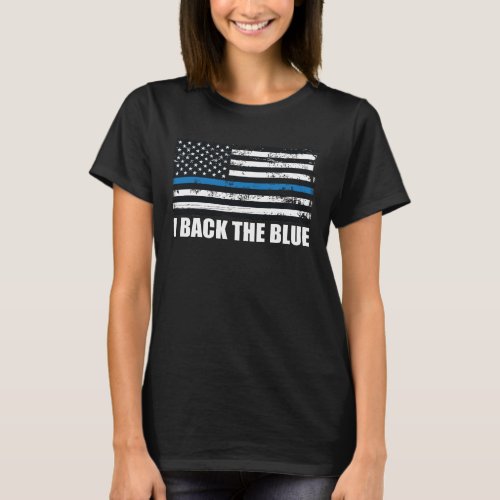 Back the Blue Thin blue line USA Flag MAGA WWG1WA T_Shirt