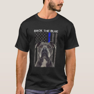 Back The Blue Thin Blue Line USA Flag Pitbull Poli T-Shirt