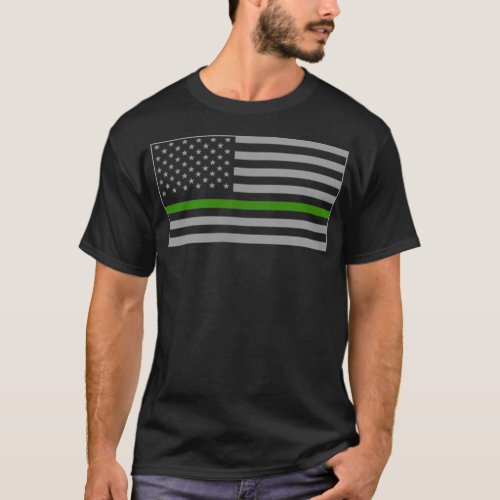 Back The Green Thin Green Line Flag Military Borde T_Shirt
