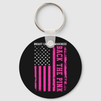 Back The Pink Aamerican Flag Breast Cancer Keychain