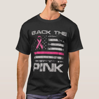 Back The Pink American Flag Breast Cancer Awarenes T-Shirt