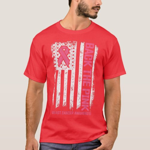 Back the Pink American Flag Breast Cancer Awarenes T_Shirt