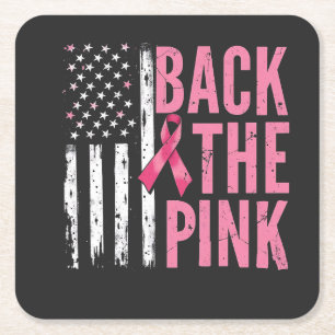 Back the Pink Breast Cancer Awareness Month  Square Paper Coaster