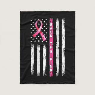 Back The Pink Ribbon American Flag Breast Cancer A Fleece Blanket