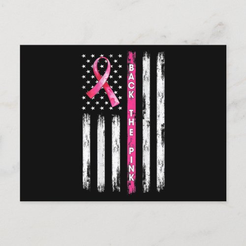 Back The Pink Ribbon American Flag Breast Cancer A Postcard