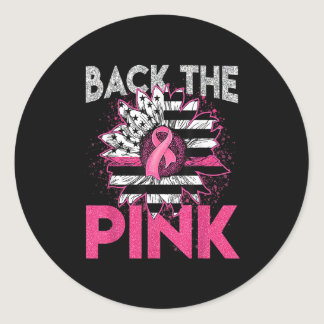 Back The Pink Ribbon American Flag Breast Cancer S Classic Round Sticker