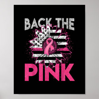 Back The Pink Ribbon American Flag Breast Cancer S Poster