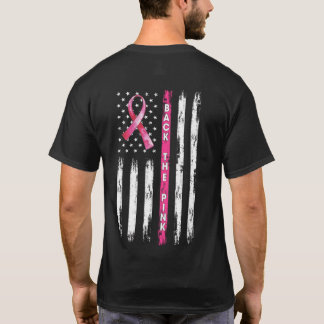 Back The Pink Ribbon American Flag Breast Cancer T-Shirt