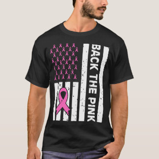 Back The Pink Ribbon American Flag Breast Cancer T-Shirt