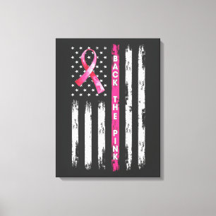 Back The Pink Ribbon Flag Breast Cancer Awareness Canvas Print