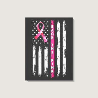 Back The Pink Ribbon Flag Breast Cancer Awareness  Canvas Print