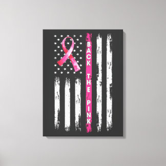 Back The Pink Ribbon Flag Breast Cancer Awareness  Canvas Print
