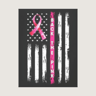 Back The Pink Ribbon Flag Breast Cancer Awareness  Canvas Print