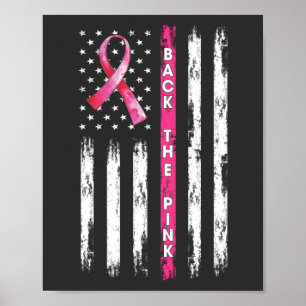 Back The Pink Ribbon Flag Breast Cancer Awareness Poster