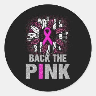 Back The Pink Ribbon Sunflower Flag Breast Cancer Classic Round Sticker