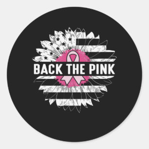 Back The Pink Sunflower Breast Cancer Awareness Classic Round Sticker