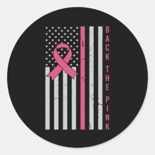Back The Pink USA Flag Breast Cancer Awareness Classic Round Sticker