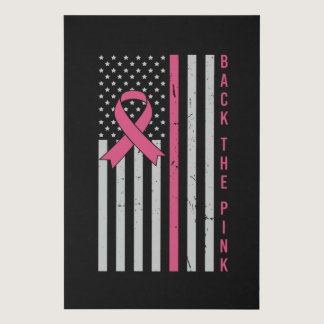 Back The Pink USA Flag Breast Cancer Awareness Faux Canvas Print