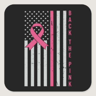 Back The Pink USA Flag Breast Cancer Awareness Square Sticker
