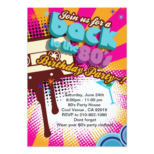 back to 80 s birthday party invitation zazzle com