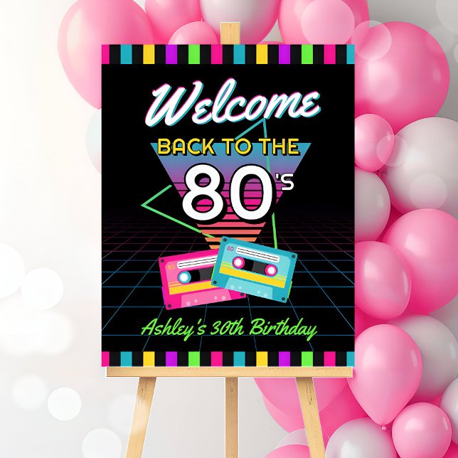 Back to 80s Birthday Retro Neon Welcome Sign (Creator Uploaded)