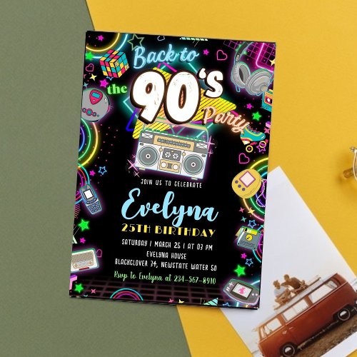 Back to 90s 80s Birthday Party Invitation