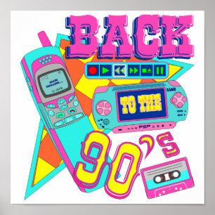 Back to 90s Neon Arcade Poster