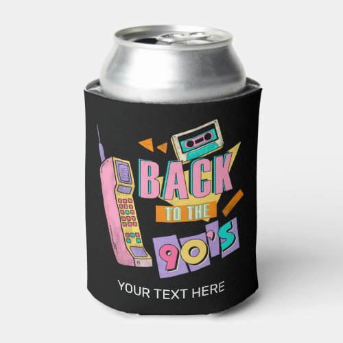 Back to 90s Nostalgia Pink Yellow Black Name Can Cooler