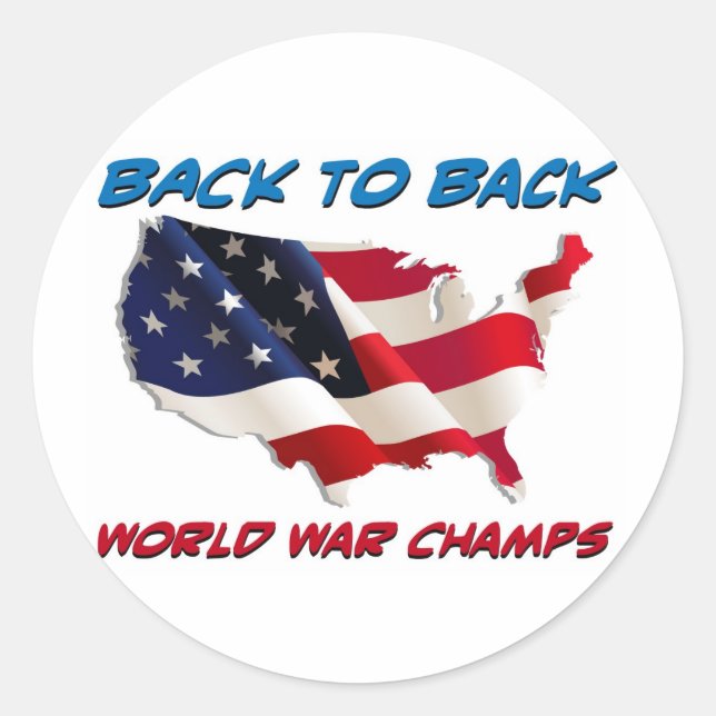 Back to Back World War Champs Classic Round Sticker (Front)