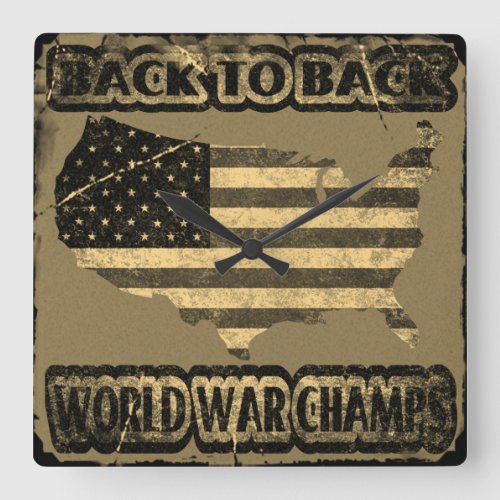 Back to Back World War Champs Square Wall Clock