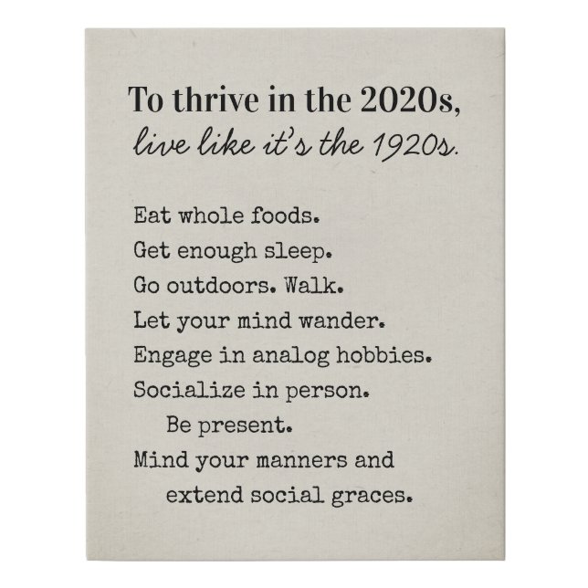 Back to Basics 2026 Advice Faux Canvas Print (Front)