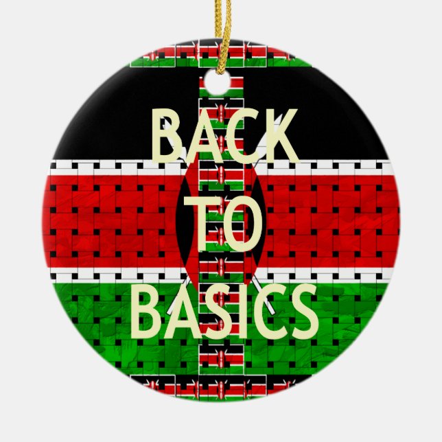 Back to Basics: Kenya Flag Themed Weaving Culture Ceramic Ornament (Front)