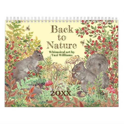 Back To Nature Animal Illustrations Cute Whimsical Calendar