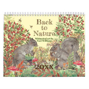 Back To Nature Animal Illustrations Cute Whimsical Calendar