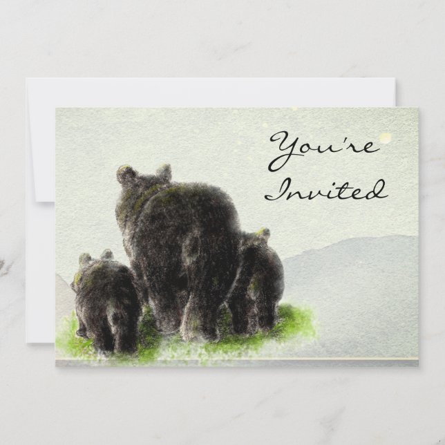 Back to Nature Black Bears Animal Birthday Invite (Front)